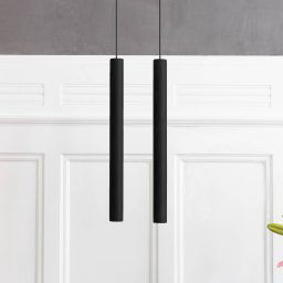 UMAGE Chimes Tall LED pendant light, black oak
