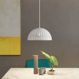 Lucande Herdis pendant light, plaster, Ø 34 cm