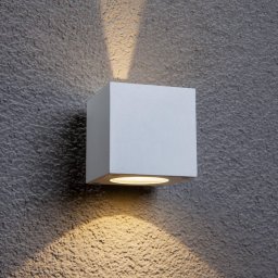 Lucande Jarno LED outdoor wall light, white, metal, 9cm
