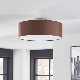 Lindby ceiling light Sebatin, Ø 40 cm, light brown, fabric, E27