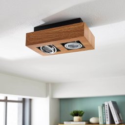 Arcchio Vince spotlight, 25 cm, wood-coloured, metal, GU10