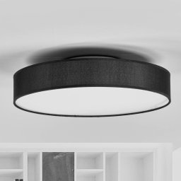 Lindby LED ceiling lamp Saira, Ø 40 cm, black, textile