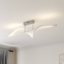 Lucande Edano LED ceiling lamp, 122 cm, white, textile, dimmable