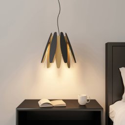 Lucande Lounit hanging lamp, black/gold, 1-bulb
