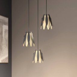 Lucande Lounit hanging lamp, black/gold, 3-bulb