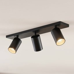 Arcchio spotlight Brinja, black, angular, Ø 6 cm, 3-bulb, GU10