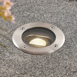 Lucande Round LED deck light Doris, stainless steel