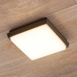 Lucande Amra LED outdoor ceiling light angular 17.5 cm