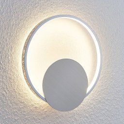 Lindby LED wall lamp Anays, Ø 32 cm, chrome/clear, plastic