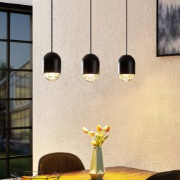 Lucande Amielle pendant lamp, three-bulb, black