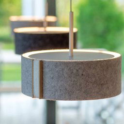 Domus LED pendant light LARAfelt S, Ø20cm, grey/wool white