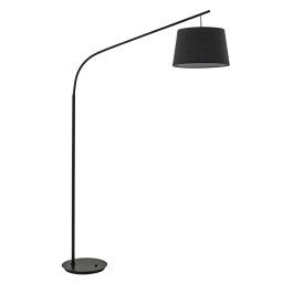 Ideallux Daddy arc lamp, fabric lampshade, black