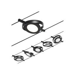 Paulmann Wire RoundMac LED cable lighting system, 5-bulb, black