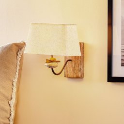 ONLI Seregon wall light with stone decoration and fabric shade