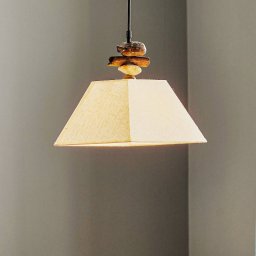 ONLI Seregon hanging light with textile shade and stone decor