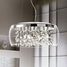 Ideallux Audi pendant light, transparent glass, Ø 50 cm