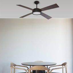 FARO BARCELONA Hydra ceiling fan LED remote, walnut/black