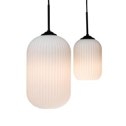 Dyberg Larsen Riflet hanging light made of glass, Ø 20 cm