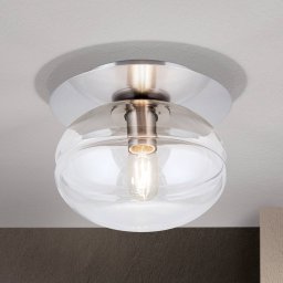 ORION Richard ceiling light, chrome metal, amber glass