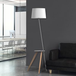 Aluminor Trio floor lamp with a shelf and USB