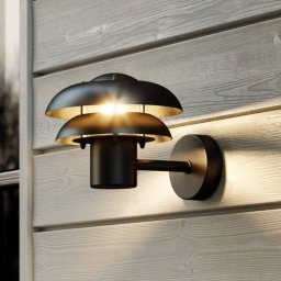 Nordlux Kurnos outdoor wall light, black, Ø 20 cm