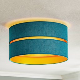 Duolla Duo ceiling light made of textile, turquoise/gold, Ø40cm