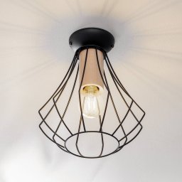 Eko-Light Will ceiling light, light wood, black cage