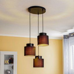 Luminex Soho hanging light, cylindrical, round, 3-light, black/gold