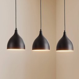 Luminex Nanu pendant light, black, stainless steel, 3-bulb