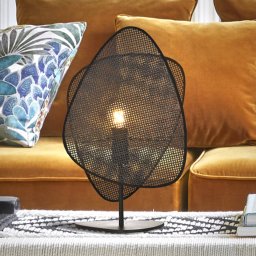 MARKET SET Screen table lamp, black, rattan, 51 cm high