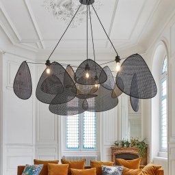 MARKET SET Screen XXL pendant light, 90 cm, black, rattan