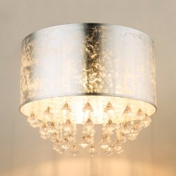 Globo Amy ceiling lamp, acrylic crystals, silver leaf