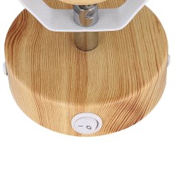 Globo Wiho wall light, metal, white/wood look, 1-bulb