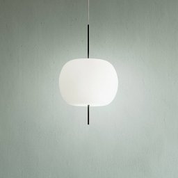 kdln Kushi hanging light, black/white, Ø 16 cm, glass