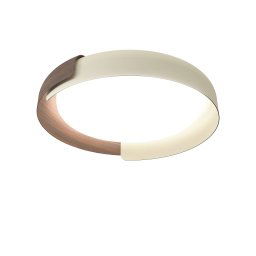 kdln LED ceiling light Dala, sand white/wood, Ø 58 cm, dimmable