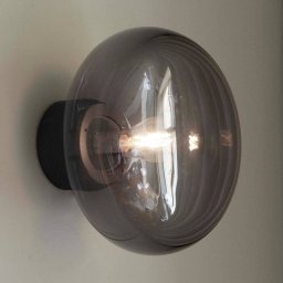 New Works Karl-Johan wall lamp, grey, wood, glass, Ø 23 cm