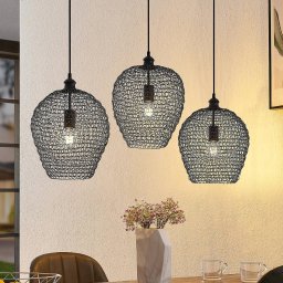 Lindby Benja pendant lamp, three-bulb, black