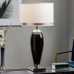Argon Lund table lamp, black/white, height 60 cm, textile