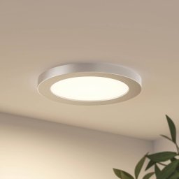 Prios LED ceiling lamp Aureka, Ø 23 cm, silver, metal