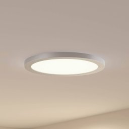 Prios LED ceiling lamp Aureka, Ø 33 cm, silver, metal