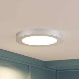 Prios LED ceiling light Edwina, silver, 23 cm, CCT, IP44
