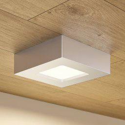 Prios LED ceiling light Alette, silver, 12.2 cm, dimmable