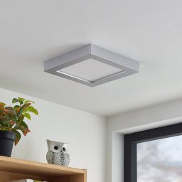 Prios LED ceiling light Alette, silver, 22.7cm, 24W, dimmable