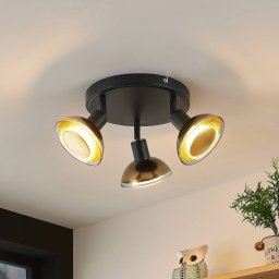 Lindby downlight Erin, black/gold, Ø 22 cm, glass