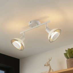 Lindby downlight Erin, white, 2-bulb, 31.5 cm, glass