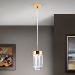 ORION Prism LED hanging light, crystal glass Ø 10cm gold