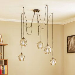 EMIBIG LIGHTING Starla decentralised hanging light, 5-bulb, graphite glass