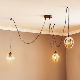 EMIBIG LIGHTING Starla hanging light, glass graphite/amber/clear, 3-bulb, decentralised