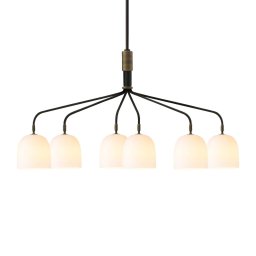 GUBI Howard 6-bulb chandelier 134x73 cm gunmetal/white