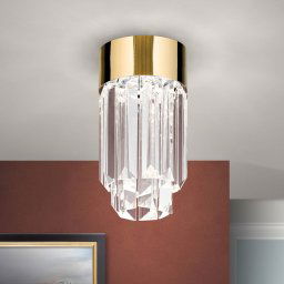 ORION Prism LED ceiling light crystal glass Ø 10 cm gold